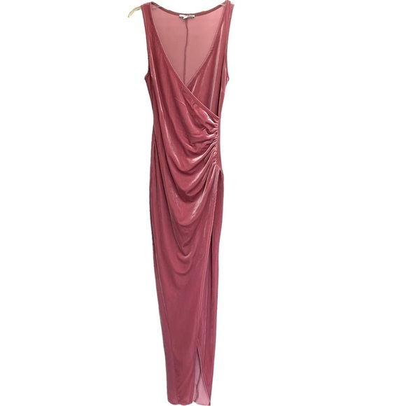 Fashion Nova Pink Velvet Wrap Maxi Dress Size XS - Picture 4 of 6
